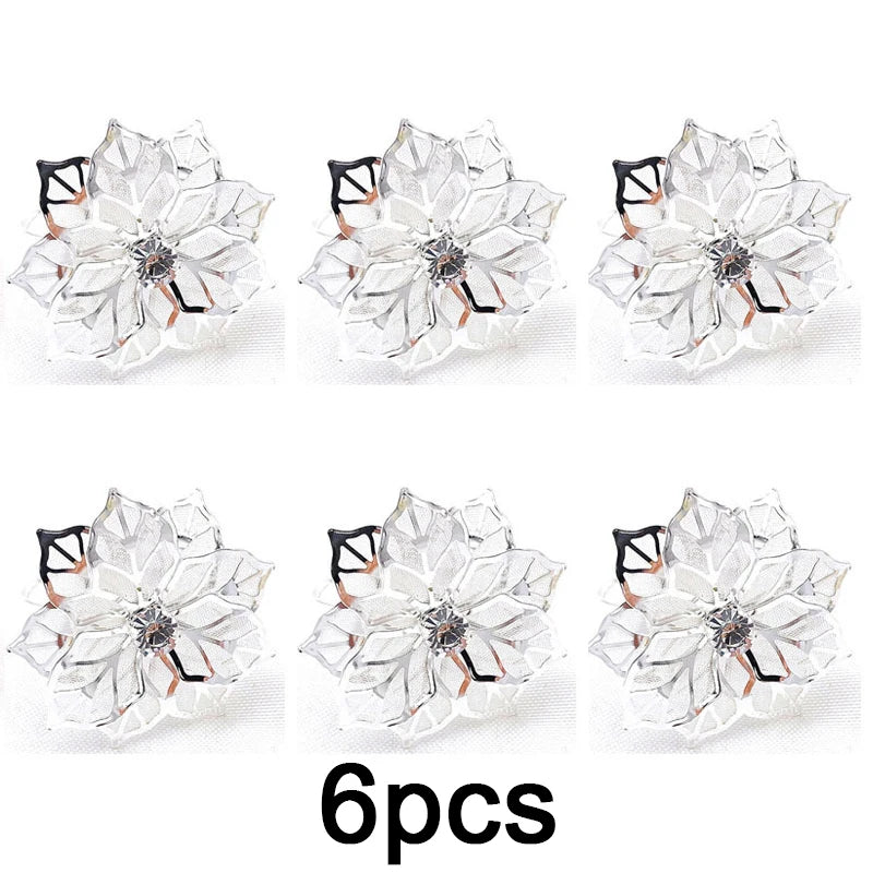 anneaux serviette fleur stylisée doré rose doré argenté élégants décoratifs ajustables table événement
