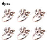 anneaux serviette feuilles or argent rose gold moderne élégants décoration table mariage noël