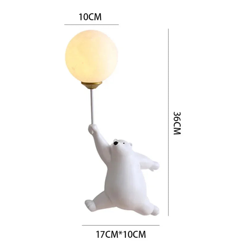 lampe murale moderne ours peluche blanche rose bleu adhésif cartoon chambre enfant