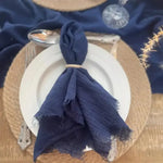 lot dix serviettes table coton beige clair franges rustiques mariage décoration chic maison