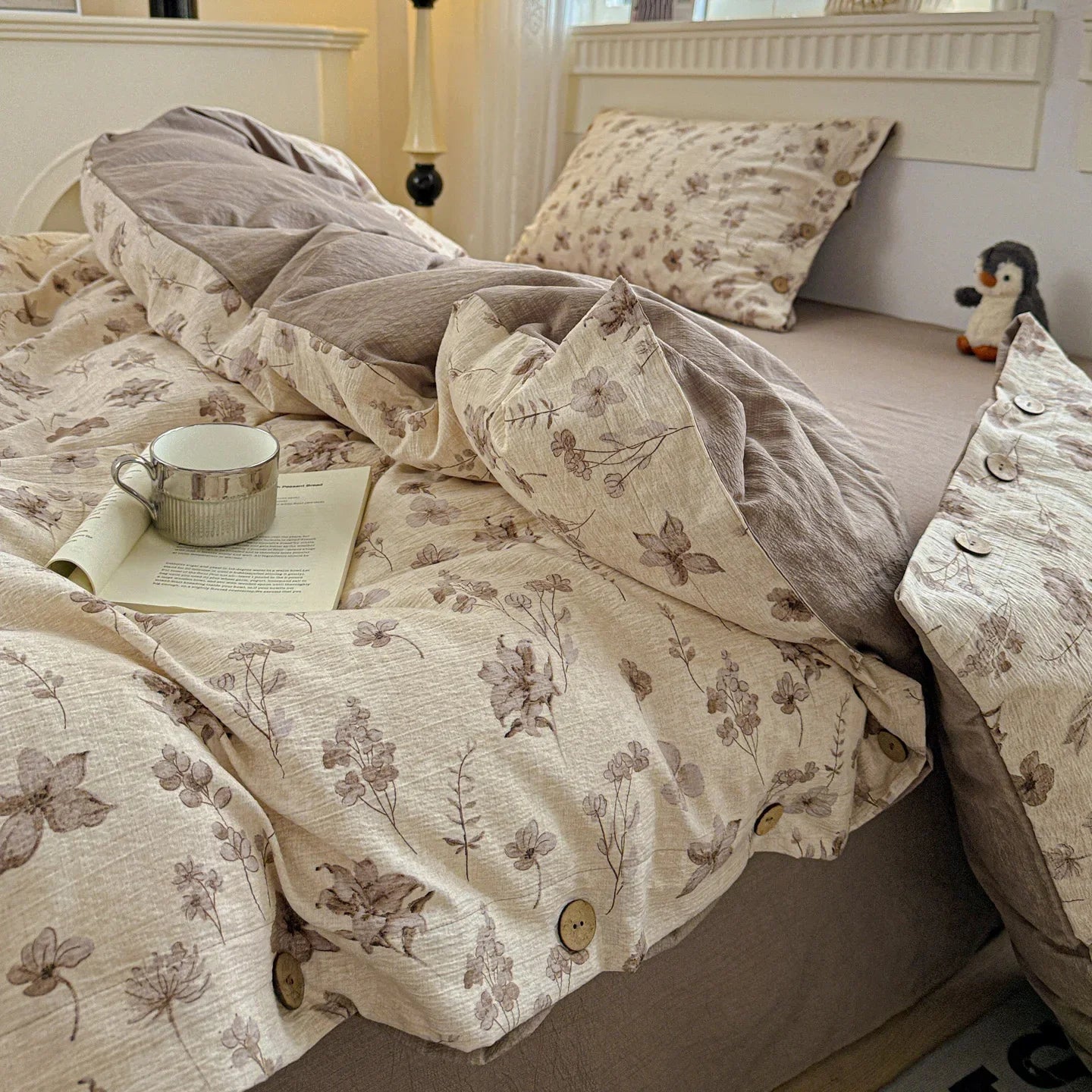 Ensemble literie floral vintage avec drap et taie
