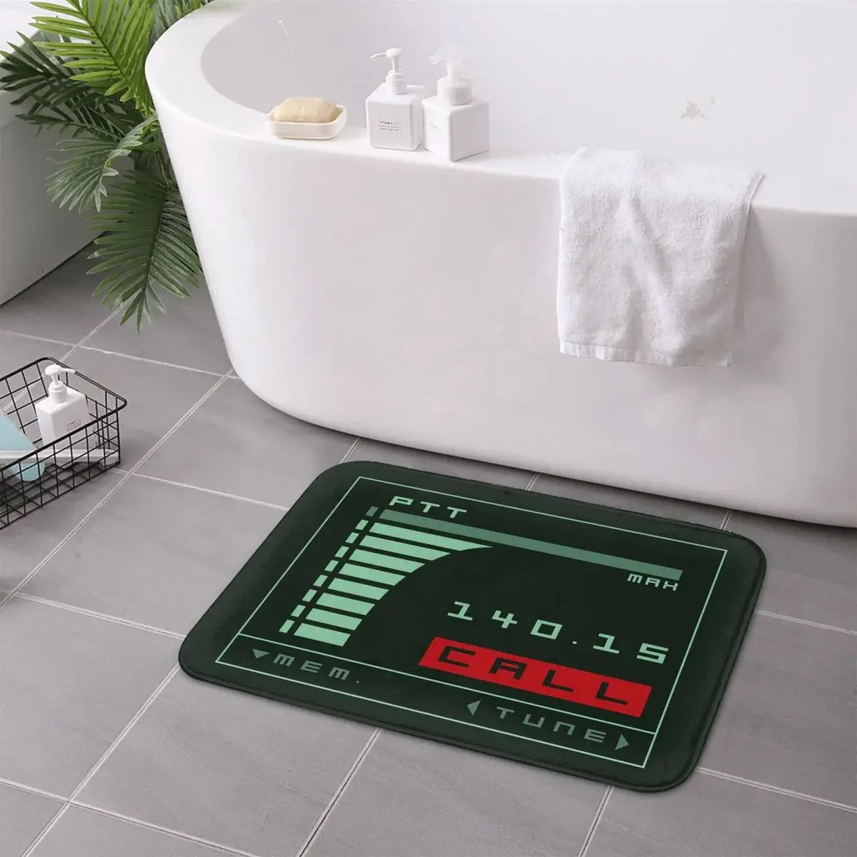 tapis sol antidérapant mousse pe polyester rétro technologique vert noir rouge blanc ptt call