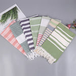 serviette plage rayée rose clair coton absorbant rapide sèche moderne minimaliste tassel