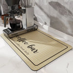 tapis cuisine moderne beige clair noir texture tissu motif géométrique sans nettoyage antisalissure diatomées