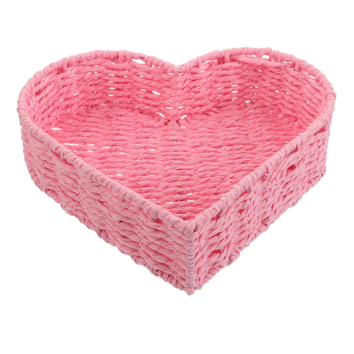 panier tressé forme cœur rose clair rustique décoration champêtre servir fruits légumes pâtisserie