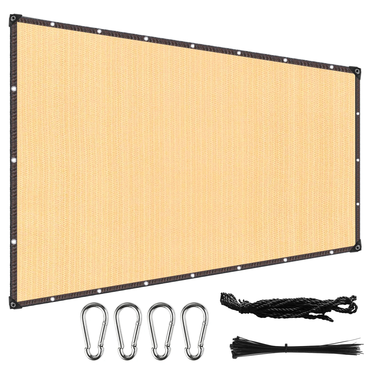 toile protection solaire noir maille fine opacité moderne anneaux métalliques corde boules élastiques guide