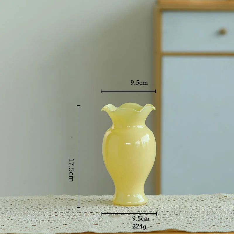 vase verre opaque moderne fleurs artificielles décoration table salon maison