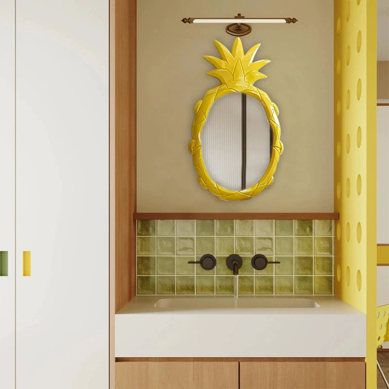 miroir moderne jaune pinapple texture originale mural led lumière maison