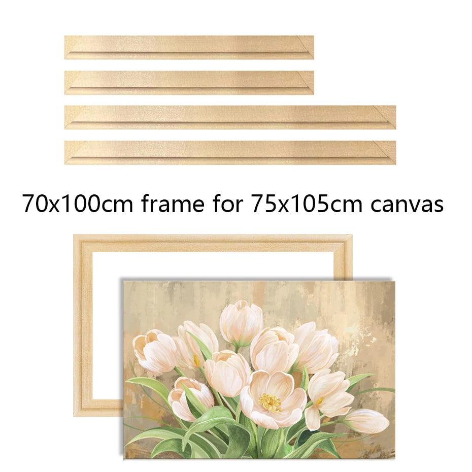 cadre bois classique 70x100cm toile 75x105cm fixations grande taille mur