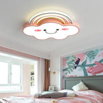 plafonnier moderne nuages souriants arc ciel blanc rose bleu led télécommande chambre enfants