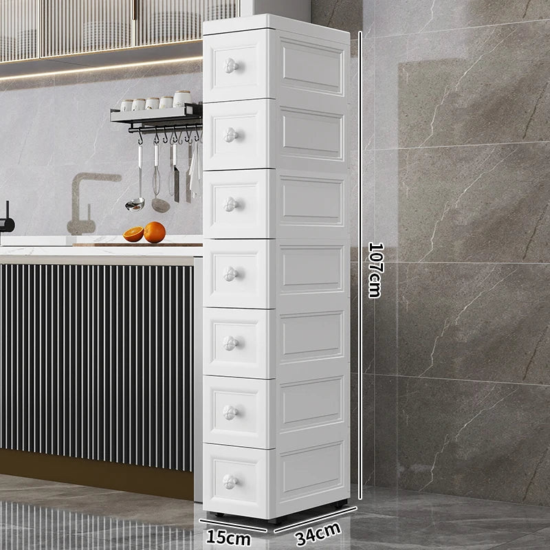 rangements mural blanc gris moderne minimaliste meuble tiroirs poignées roulettes