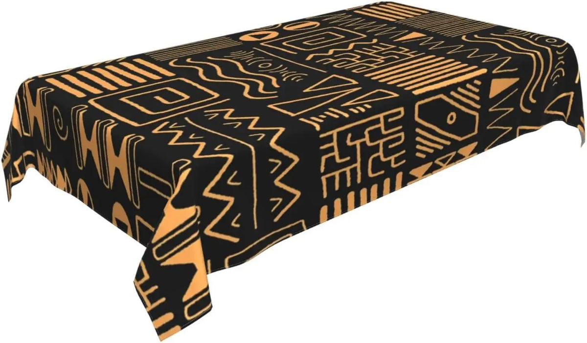 nappe rectangulaire géométrique moderne noire orange réutilisable polyester table manger festive vacances