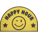 tapis moderne jaune violet gris imprimé smiley lucky day feet salon entrée imperméable