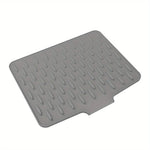 tapis drainage cuisine silicone gris moderne rayures diagonales opaques facile nettoyage drainintégrée gain place