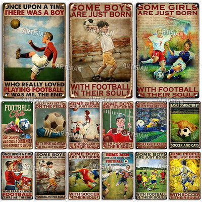 Plaque décorative vintage métal football rétro