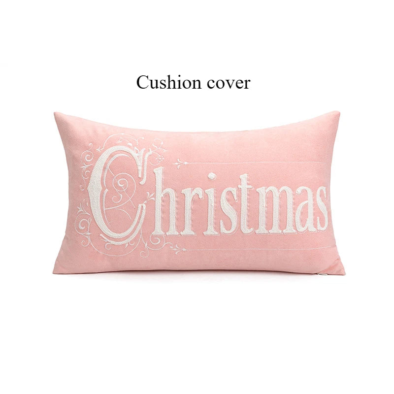 coussins nordiques brodés cerfs flocons joy noël opaques festifs diamètre 45cm decoration festive chambre