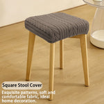 couvre tabouret carré moderne beige rayures horizontales élastique adhésif extérieur accueil
