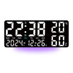 horloge murale digitale noir bleu vert compte rebours température humidité moderne lumineuse