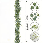 guirlande feuilles eucalyptus artificielles fleurs blanches vert clair décoration extérieure naturelle rustique mariage fête