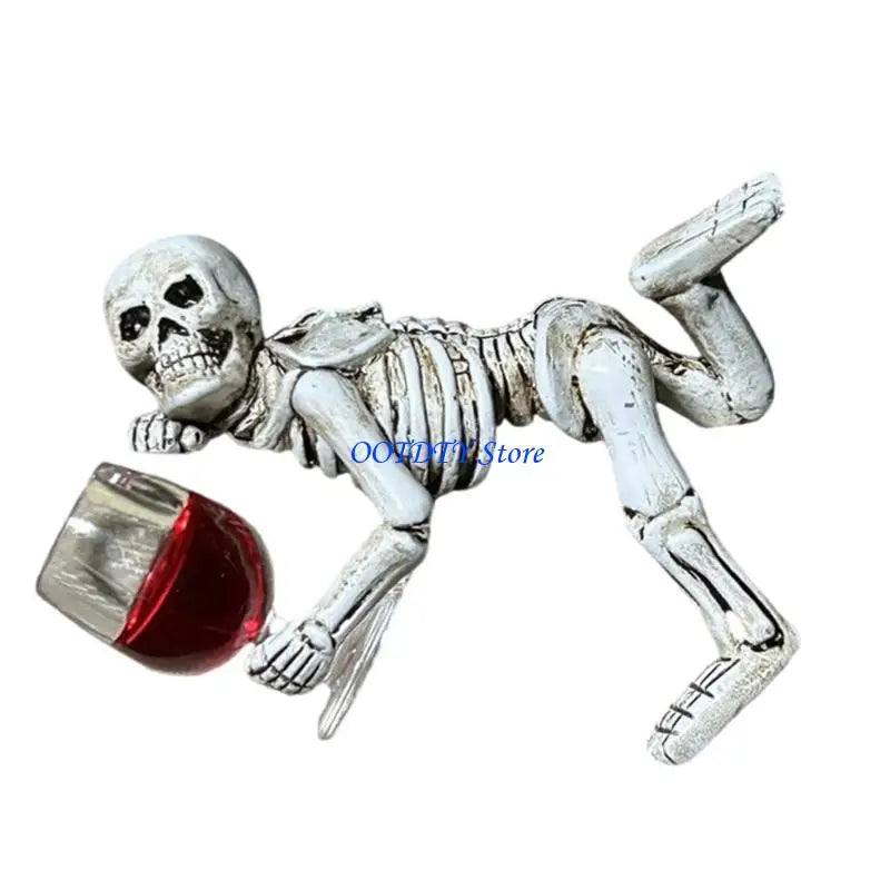 figurines squelette résine boissons halloween blanc rouge jaune aspect osseux texture rugueuse