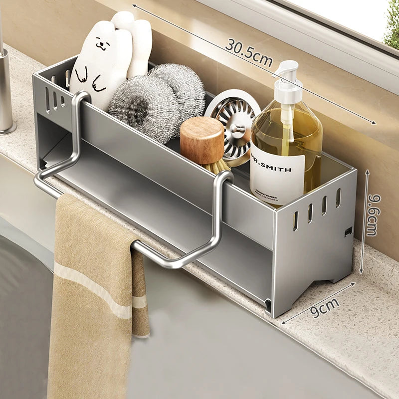étagère cuisine moderne multifonctionnelle argentée lisse clips fixation minimaliste
