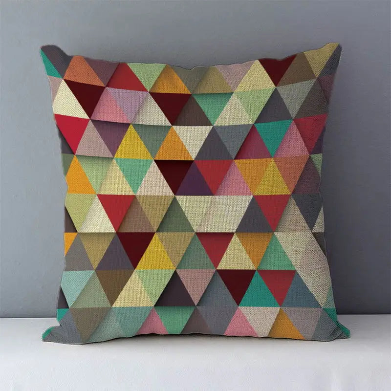 coussins carrés géométriques modernes polyester coton 45x45cm noir blanc bleu vert orange jaune marron