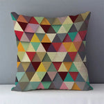 coussins carrés géométriques modernes polyester coton 45x45cm noir blanc bleu vert orange jaune marron