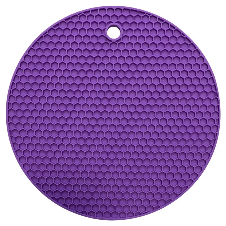 tapis table silicone moderne hexagones antidérapant résistant chaleur plat antidérapant multicolore vert violet bleu