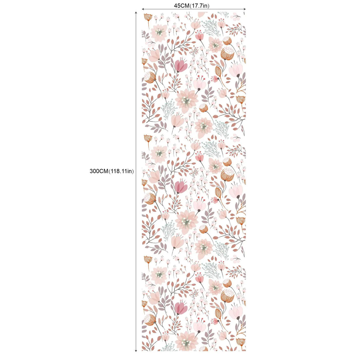 papier peint floral moderne fleurs feuilles blanc rose pâle vert clair autocollant mur amovible