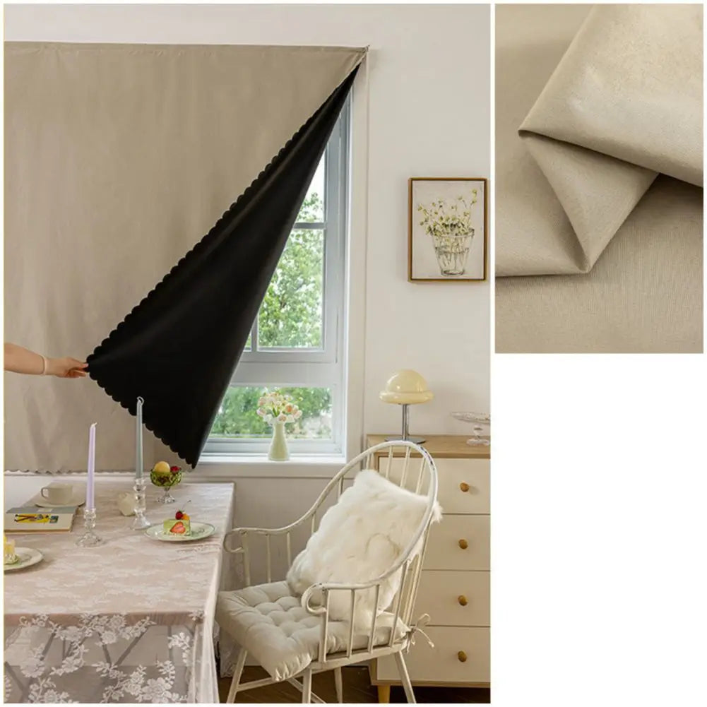 rideau opaque polyester scalloped edge moderne maison beige noir