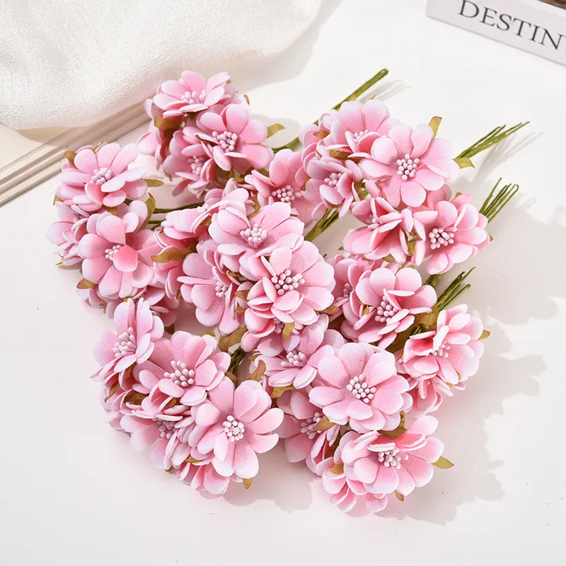 bouquet fleurs artificielles violet rose anniversaire mariage décoration intérieure scrapbooking boîte cadeau minimaliste