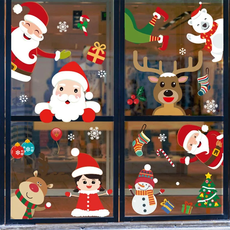 Décoration murale Noël autocollants colorés pour chambre d'enfants