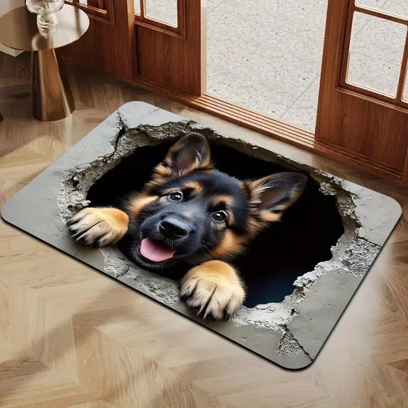 tapis sol moderne 3d chiot trou illusion antidérapant résistant extérieurintérieur