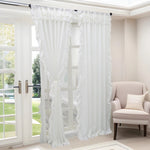 rideau blanc classique volants translucide fenêtre française chambre salon polyester