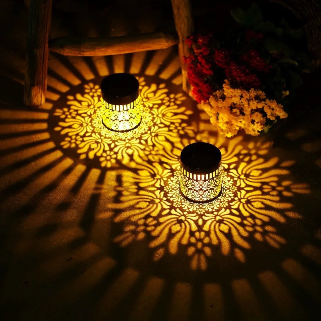 lampe solaire murale extérieure moderne ornements floraux noir doré ip44 autonome adhésifextérieur jardin patio