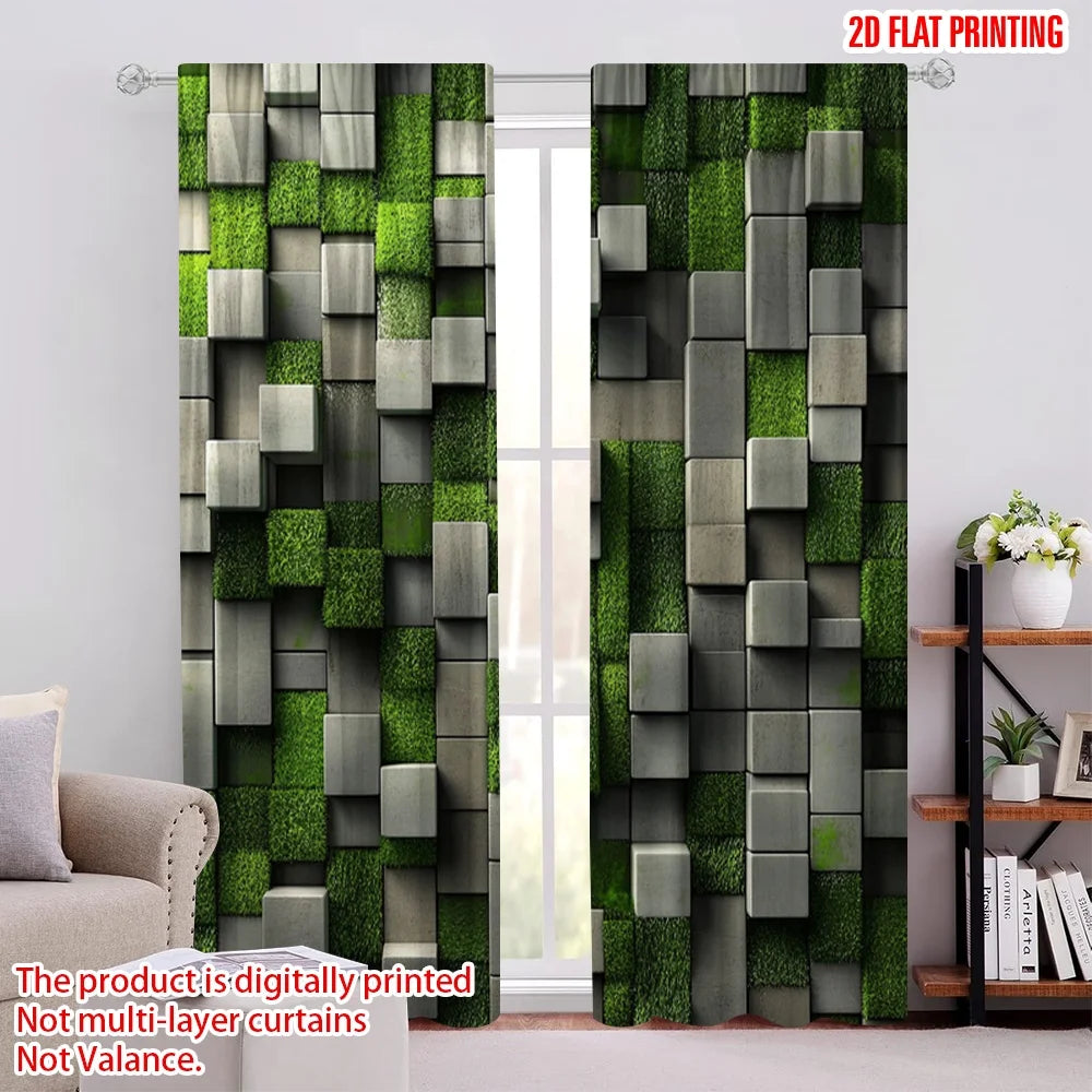 rideau moderne 3d imprimé vert gris polyester opacité panneaux decoration murale