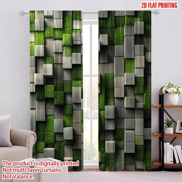 rideau moderne 3d imprimé vert gris polyester opacité panneaux decoration murale