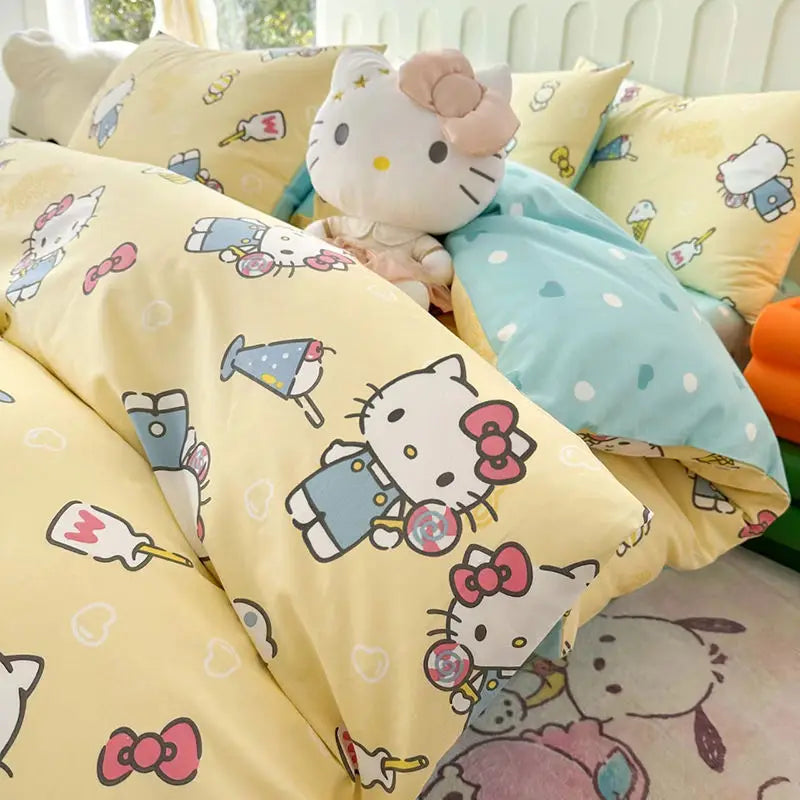 Housse de couette Hello Kitty coton jacquard