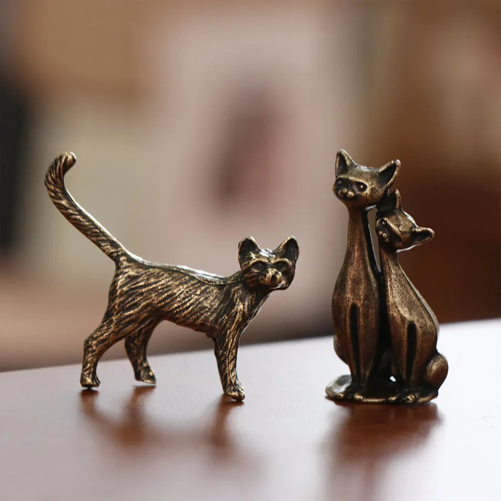 statuettes chats art deco résine bronze finement détaillées vintage mignonnes couple individuelles
