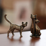 statuettes chats art deco résine bronze finement détaillées vintage mignonnes couple individuelles
