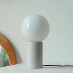 lampe table moderne sphérique spirale métallique blanc chrome