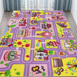 tapis urbain enfant voitures routes arbres polyester polypropylène moderne vert jaune rouge noir 160cm
