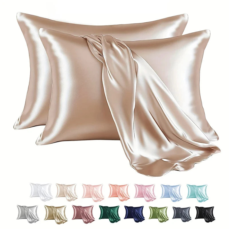 protège oreiller satin rose clair beige doré noir moderne élégant literie anti allergie coton