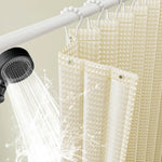 rideau douche blanc moderne polyester gaufre triangles relief opaquant eyelets respectueux environnement