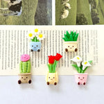 stickers kawaii plantes fleurs pots décoratifs réfrigérateur variés motifs souriants