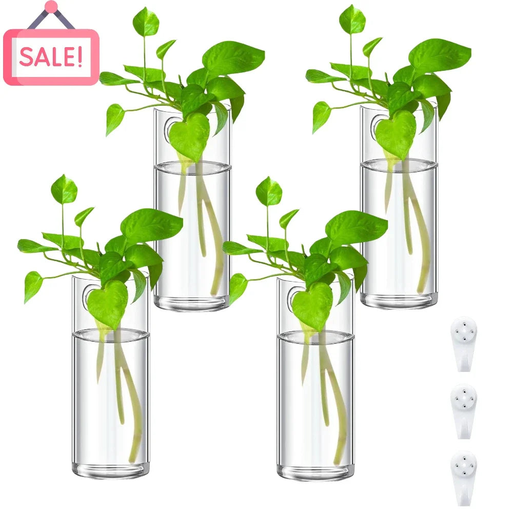 vases murals verre transparent modernes eyelets petite taille décoration intérieure fleurs artificielles