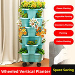 pots fleurs verticaux bleu vert jaune rose gris modernes pratiques roulettes niveaux
