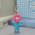 porte clés fleurs tricotées ruban métal boucle bouteille transparente sac décontracté artisanal