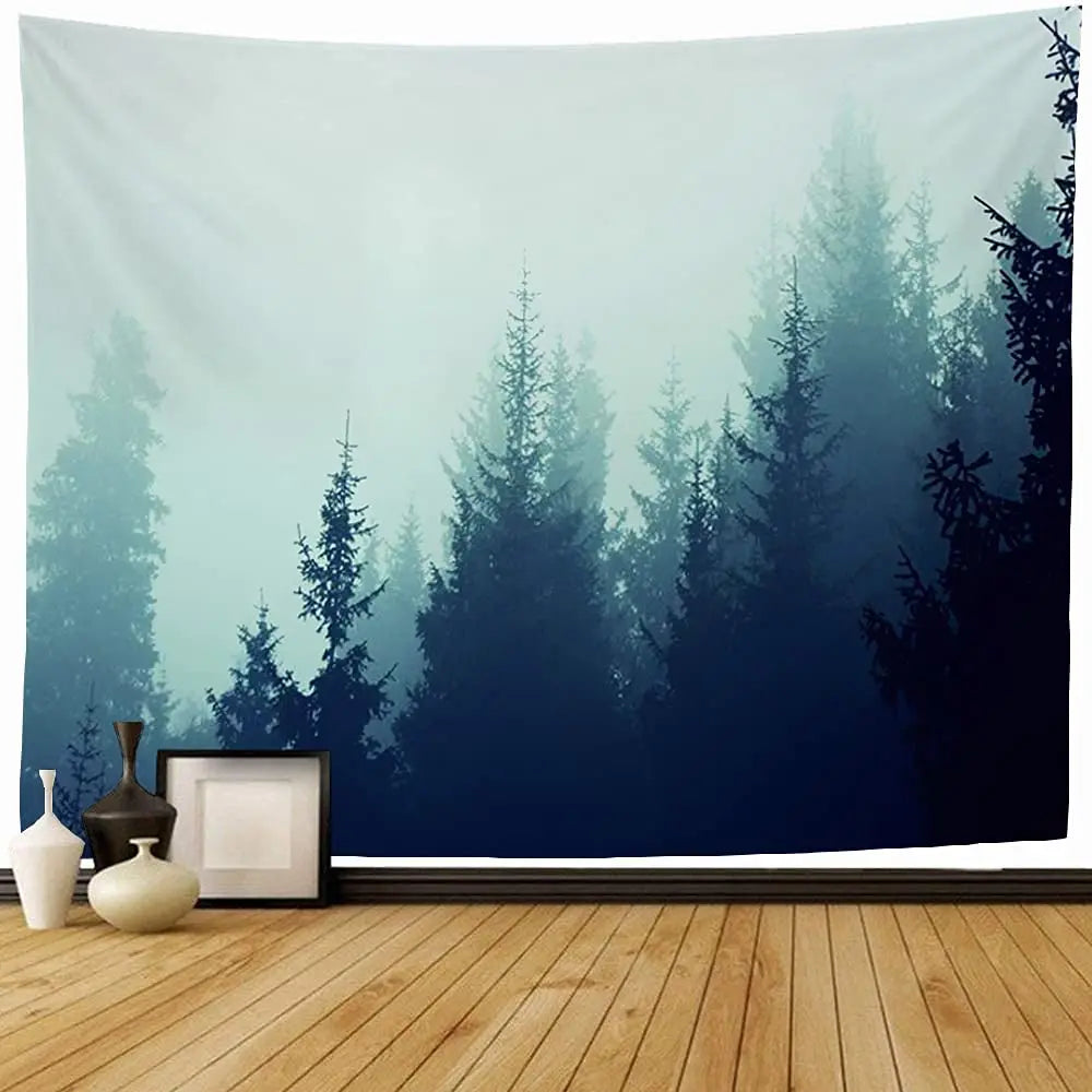 Décoration murale montagne imprimée sur tissu polyester