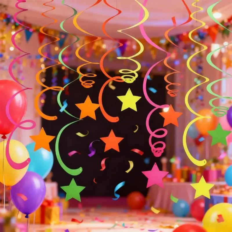 décorations suspendues spirales colorées étoiles simples moderne festives occasionnelles halloween anniversaire mariage enfants fêtes